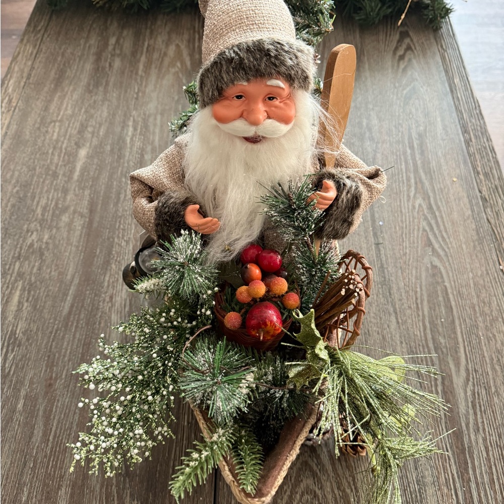 Festive Santa Holiday Decoration with Greenery